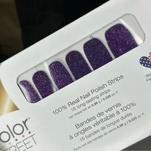 Color Street Flake My Day Press On Nails Purple Glitter Prism New